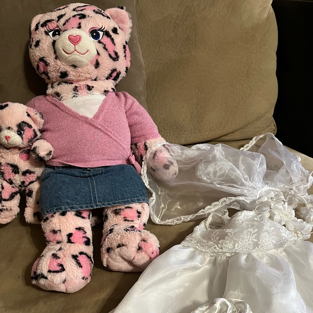 Build a Bear no heartbeat sound, baby kitty and 2 outfits included. Like new.